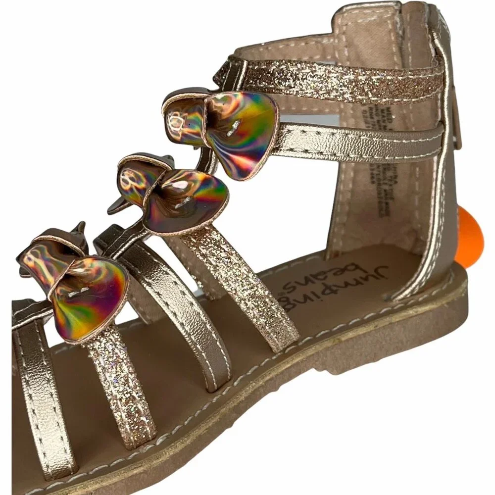 Jumping Beans Toddler Girls Gladiator Style‎ Sandals Size 7 Gold Brown Open Toe